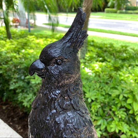 Cockatoo Parrot Bird Statue I Black Resin I Home Decor - Picture 2 of 10